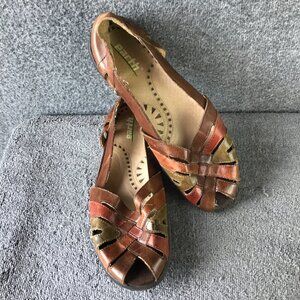 Earth Vintage Boho Leather Woven Open Toe Shoes Flats Sandals Size 8B
